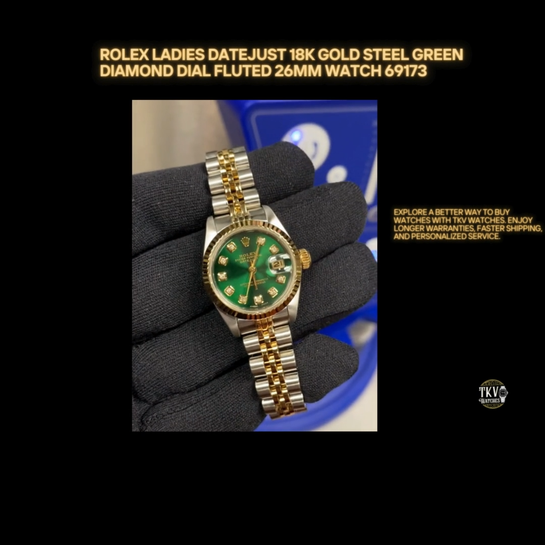 Rolex Datejust 69173 Two-Tone 18K Gold SS Green Diamond Dial