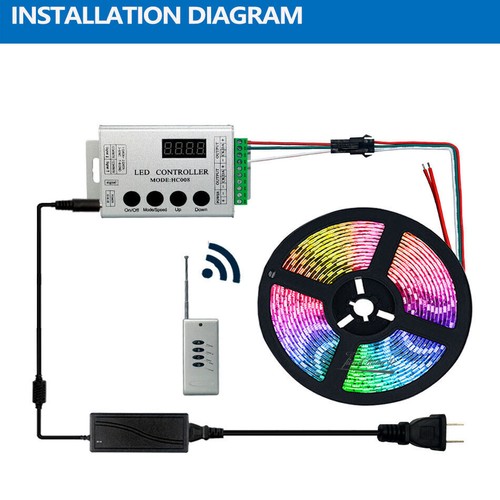 12V WS2811 RGB Dream full color LED light strip HC008 RF controller Power Kit - Picture 2 of 17