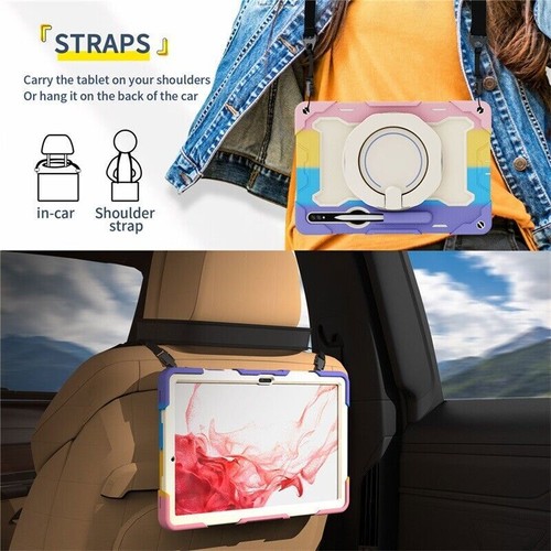 Tablet Armor Stand Hard Case Cover For Samsung Galaxy Tab S7 FE S8+ S9 Ultra - Picture 12 of 91