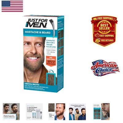 Ammonia-Free Beard Coloring for Gray Hair - Medium Brown M-35 | 3 Applications