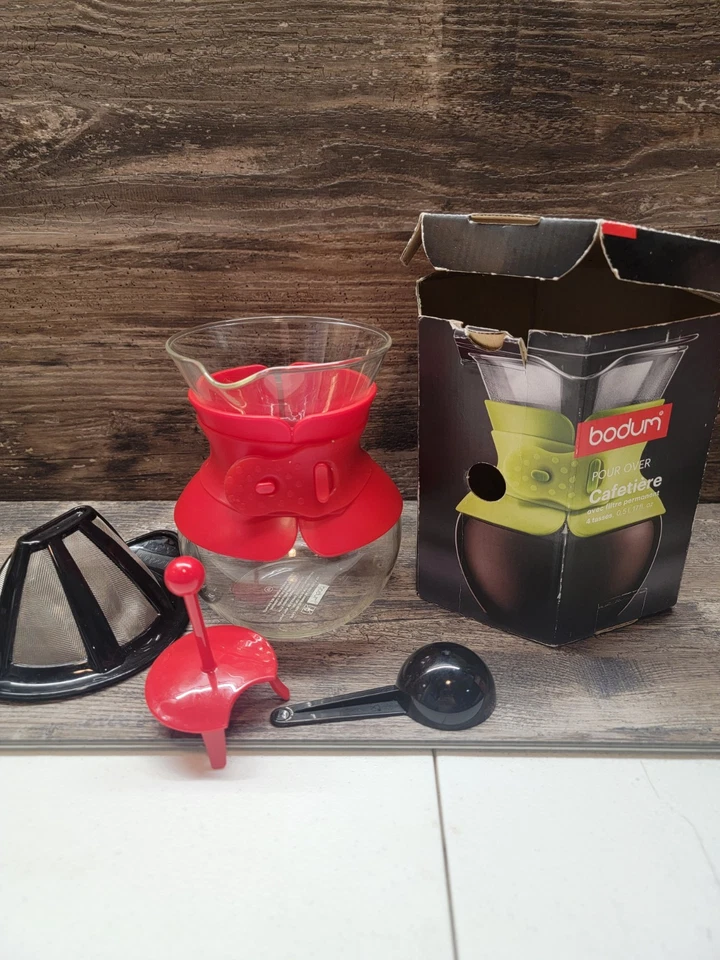 Filtro de malla para cafetera Bodum verter más de 4 tazas 17 fl. Oz Perm. Filtro Rojo Foto 3 de 3