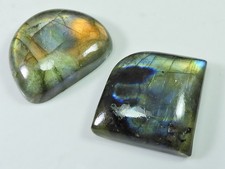 120Cts Labradorite 2Pcs fancy Multi Cabochon Loose Natural Gemstone 30-36MM C399