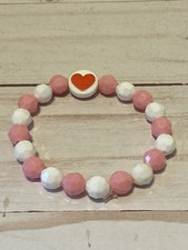 Valentine Heart Beaded Bracelet Girls Kids Jewelry Handmade Valentine Gifts
