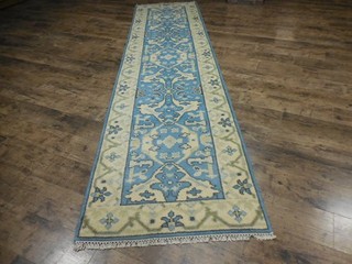 Turkish Oushak Rug Geometric Multicolored Area Rug Handmade Bohemian Rug 2.6x10