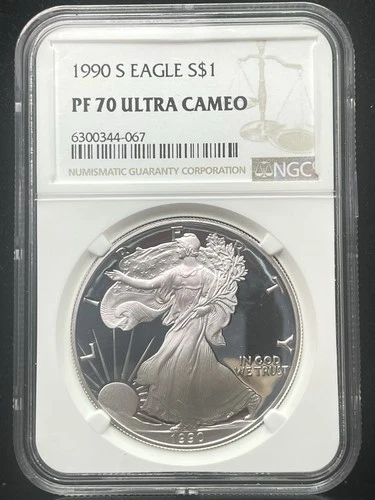 1990-S (PF70 Ultra Cameo) 1 oz Proof American Silver Eagle $1 NGC