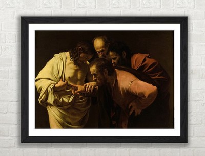 Caravaggio Unglaublichkeit des Heiligen Thomas Druck religiös Wandbild gerahmt