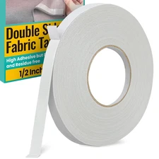 White No Sew Hemming Tape Double Sided,Sticky Strong Adhesive Cloth Leather Tape