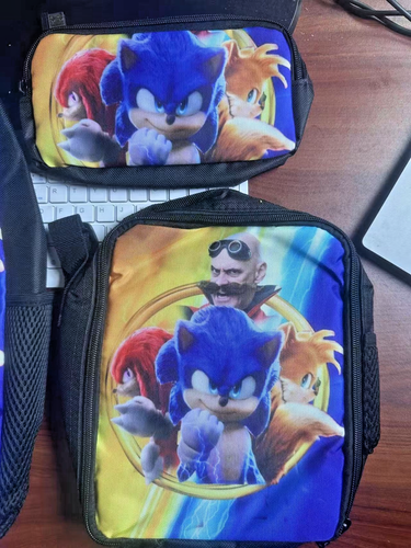 Sonic the Hedgehog Rucksack Brotzeittasche Federtasche Cartoonrucksack 3er Set - Bild 4 von 6