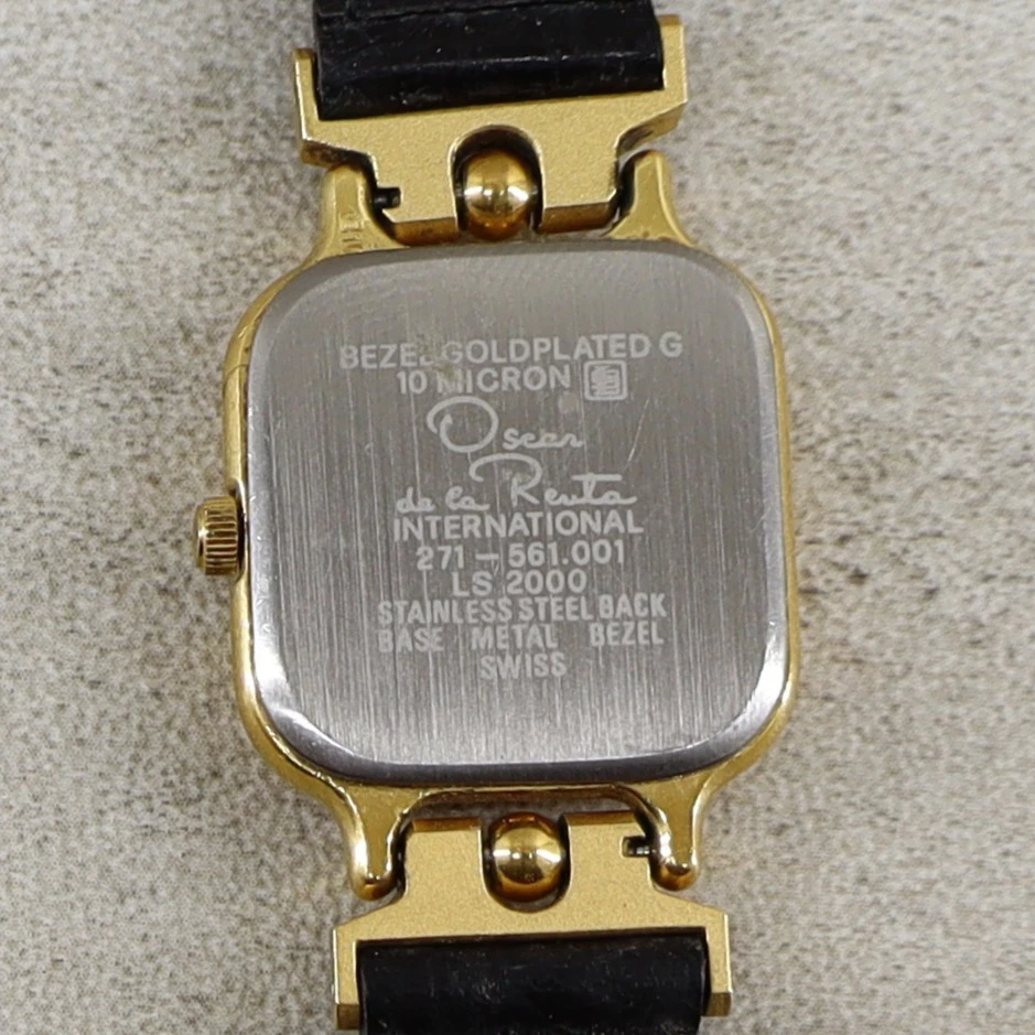 Oscar de la Renta Women’s Swiss Watch Gold Plated Roman Dial Leather Band - Image 4 of 4