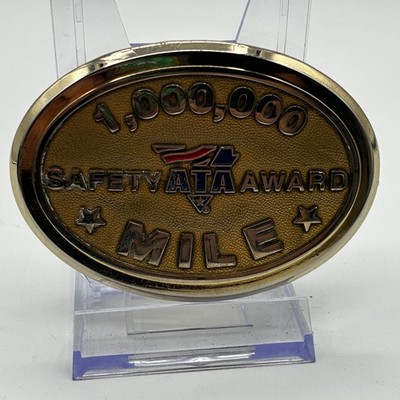 Vintage 1,000,000 Mile Safety Award ATA Airlines Pilots Belt Buckle Memorabilia