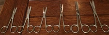 Lot of 6 Stainless Steel Sewing Hand Scissors w/Curved & Point Edge Sew Craft