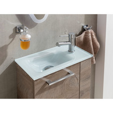 Fackelmann G&auml;ste WC Glasbecken 45x25cm Permanentablauf Waschbecken Glas Neu I