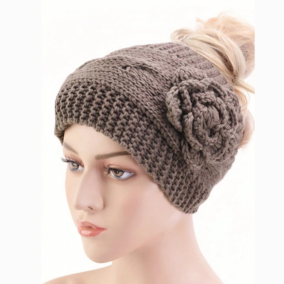 Mujer Invierno Diadema Floral Tejido Turbante Hecho a Mano Prendas para la Cabeza Otoño Invierno Gorras Foto 2 de 4