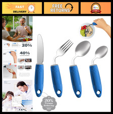 Adaptive 4-Piece Utensils Set - 42  Angled, Weighted for Tremors  Parkinson's,