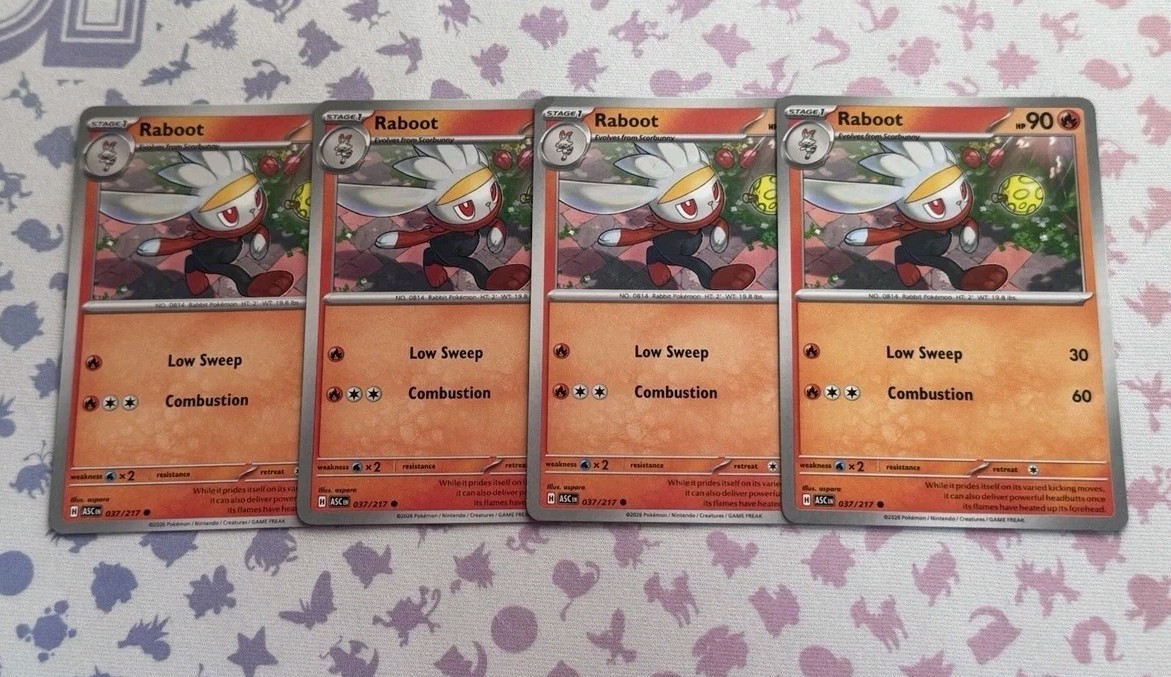 Pokemon Card - Raboot - 037/217 - ×4 - Ascended Heroes - Playset