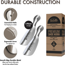 Metal Shoehorn - 2 Pack 7.5" Long Shoe Horn, Travel Shoe Horn for Kids, Men ...