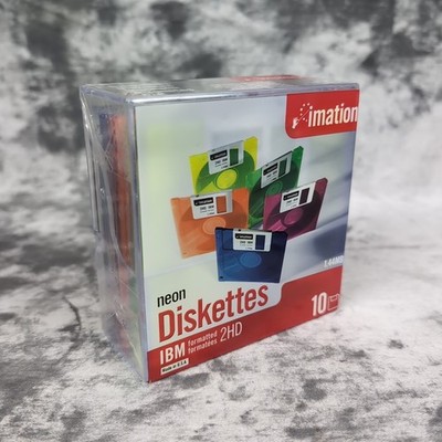 Imation Neon Diskettes 10 pack 2HD 1.44MB IBM Formatted New Sealed