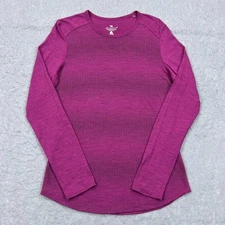 Seg'ments Shirt Womens Small Pink 100% Merino Wool Crew Long Sleeve Base Layer