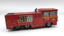 Vintage tin Fire Department fire truck toy, made in Japan, circa 1950-1960