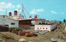 Cristobal, Panama Canal CZ Ocean Liner RMS Queen Elizabeth SS United States 1965