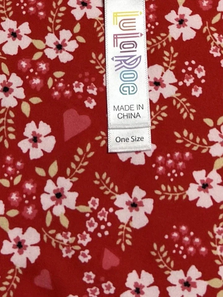 Leggings LuLaRoe OS Talla Única ROJO NEGRO Flor Margarita Amapola Corazón Amor Informal Diversión Foto 4 de 4