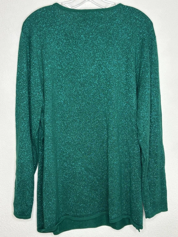 Suéter Bob Mackie Mujer XL Metálico Belén Ángel Navidad Bordado Arte Foto 4 de 4