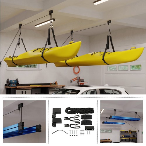 Kayak Storage Hoists 2-Pack - Overhead Pulley Hoist Systems - 125lb Capacity ... - Picture 6 of 7