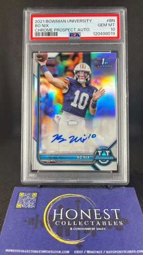 Bo Nix Auto (RC, AU) PSA GEM 10 - 2021 Topps Bowman Chrome Refractor Autograph