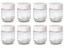 Euro Cuisine Set of 8 Glass Yogurt Jars 6oz BPA Free Dishwasher Safe