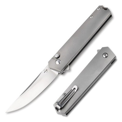 BÖKER PLUS Kwaiken Button Lock Taschenmesser S35VN Titan-Griff Grau 01BO619