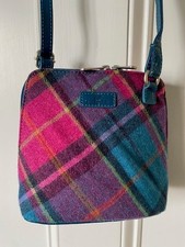 Ness of Scotland Women's Handbag Crossbody Bag Tweed Tartan Pink Blue/Teal Bag