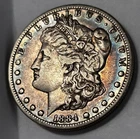 1884 S Morgan Silver Dollar $1-Scarcer Issue!! Natural Rainbow Toning Details!