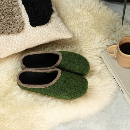 Felt clogs footbed men's women's slipper slipper felt slippers olive 37-47 New - Picture 5 of 96