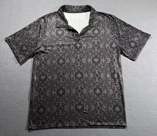 Obnoxious Golf Polo Mens Medium Black Tribal Poker Print Drive Putt Chip Travel