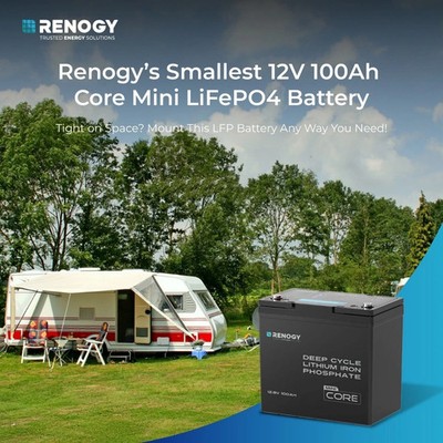 Renogy Lithium Batterie 12v 100ah LiFePO4 Batterie Core Mini Serie 5000 Zyklen