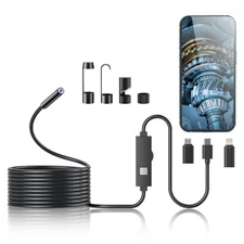 Endoscope Camera 1920P HD Borescope 8 Adjustable LED Lights 16.4ft Single Lens