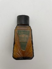 Botella de vidrio ámbar vintage con sales olorosas Juana de Arco con tapa original Art Deco