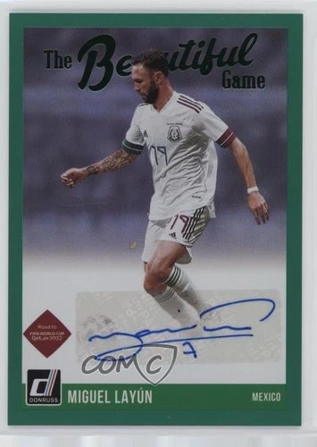 2021-22 Panini Donruss Road to Qatar The Beautiful Game Green Miguel Layun Auto