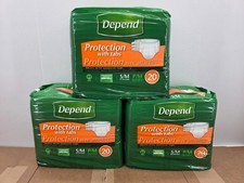 Depend Briefs with Adhesive Tabs Maximum Absorbency S/M Unisex 20 Ct Pack of 3