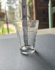 Vtg GLASCO Shot Glass Measuring Cup 1 oz, 30 ml, 2 Table, 8 Tea, Mini Beaker