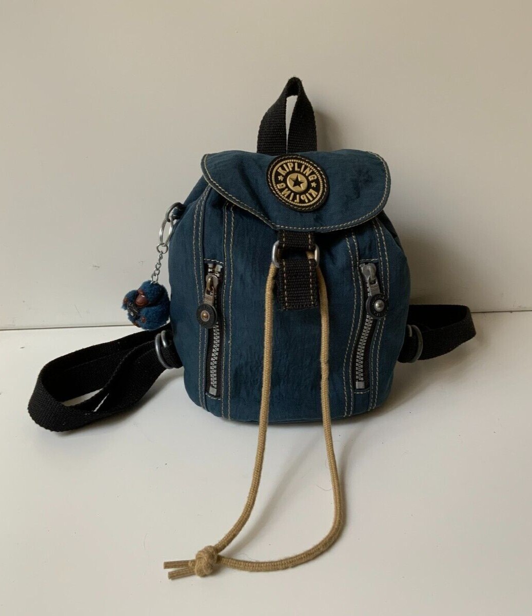 Kipling Navy Blue Nylon drawstring Small backpack… - image 7