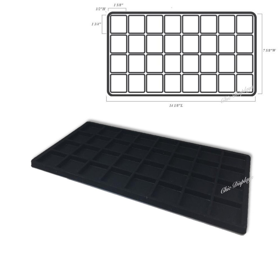 7pc Jewelry Display Trays Black Jewelry Trays Lot 7 Trays Jewelry Liner