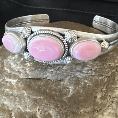 Navajo Pink Conch 3 Stone Sterling Silver Cuff Bracelet 18852 | eBay