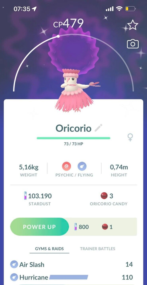 Shiny Oricorio Pa'u Style - P T C - High Stardust - Please See