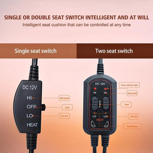Car Seat Heater Heated Cover Cushion Winter Heating Warmer Pad Hot 12V Gray - Bild 7 von 13