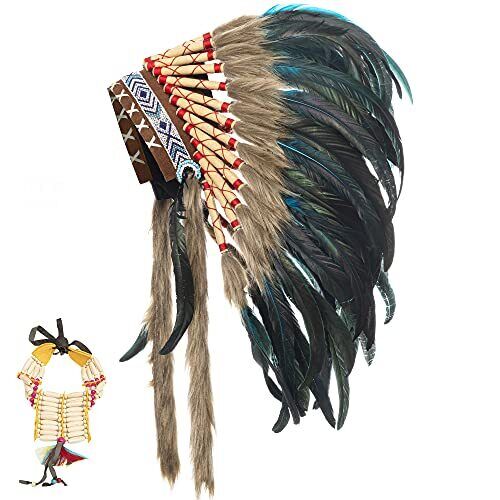 Ballinger Native Indian Feather Headdress - Medium Feather Headdress and  - Picture 1 of 6