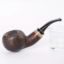Sandblasted Briar Wood Tomato Tobacco Smoking Pipe Cumberland Stem Freehand Pipe