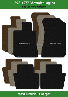 Lloyd Luxe Front & Rear Mats for '73-77 Chevy Laguna w/Chevy Silver on Black