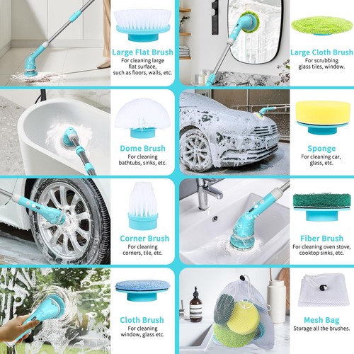 Electric Spin Scrubber Ipx7 Waterproof Cordless Power Cleaning Brush Scrubber Wi - Picture 3 of 7