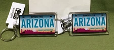2 Arizona License Plate Acrylic Rectangular Souvenir KeyChain 2.25" X 1.25